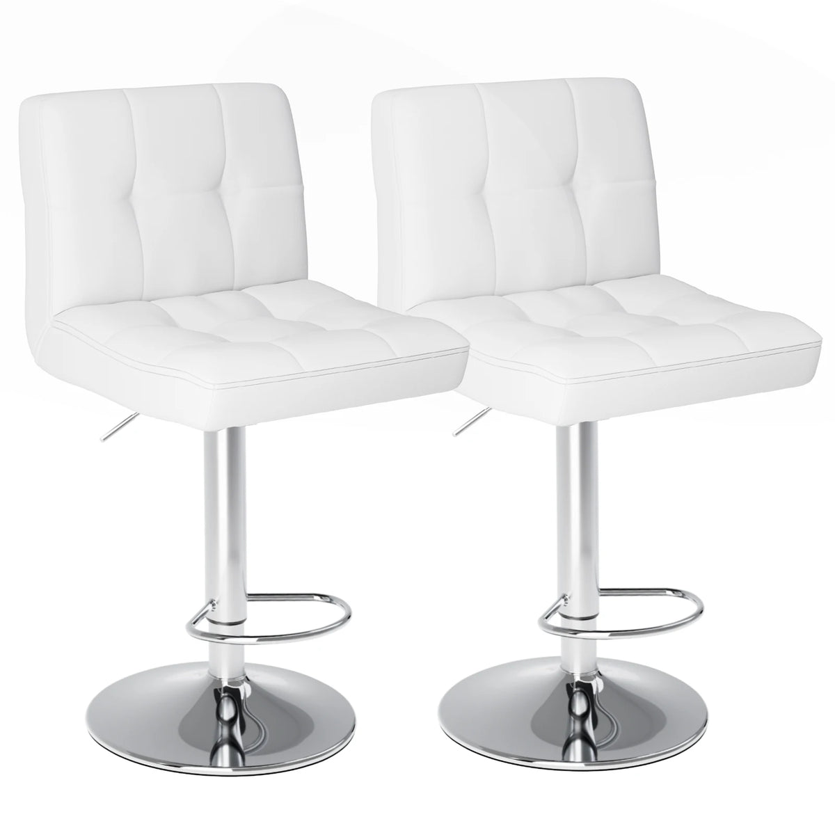 Counter Height Bar Stools Set of 2 - Padded Swivel (White)