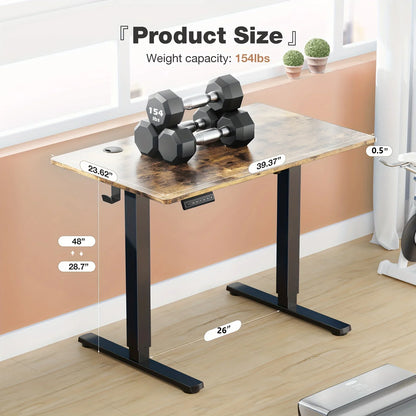 Labelled size diagram for the 40 by 24 inch electric standing desk
