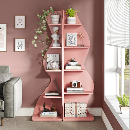 Corner Shelf - 5-Tier Nursery Corner Bookshelf (Pink)