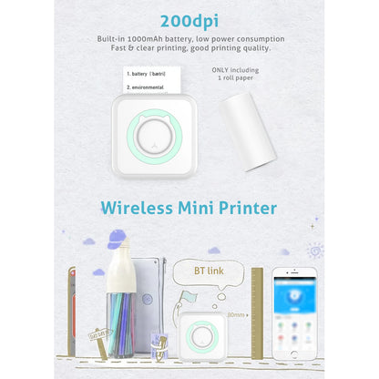 Portable Mini Thermal Printer - Wireless Bluetooth Photo & Label Printer