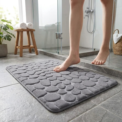3D non-slip bathroom mat on a bathroom floor