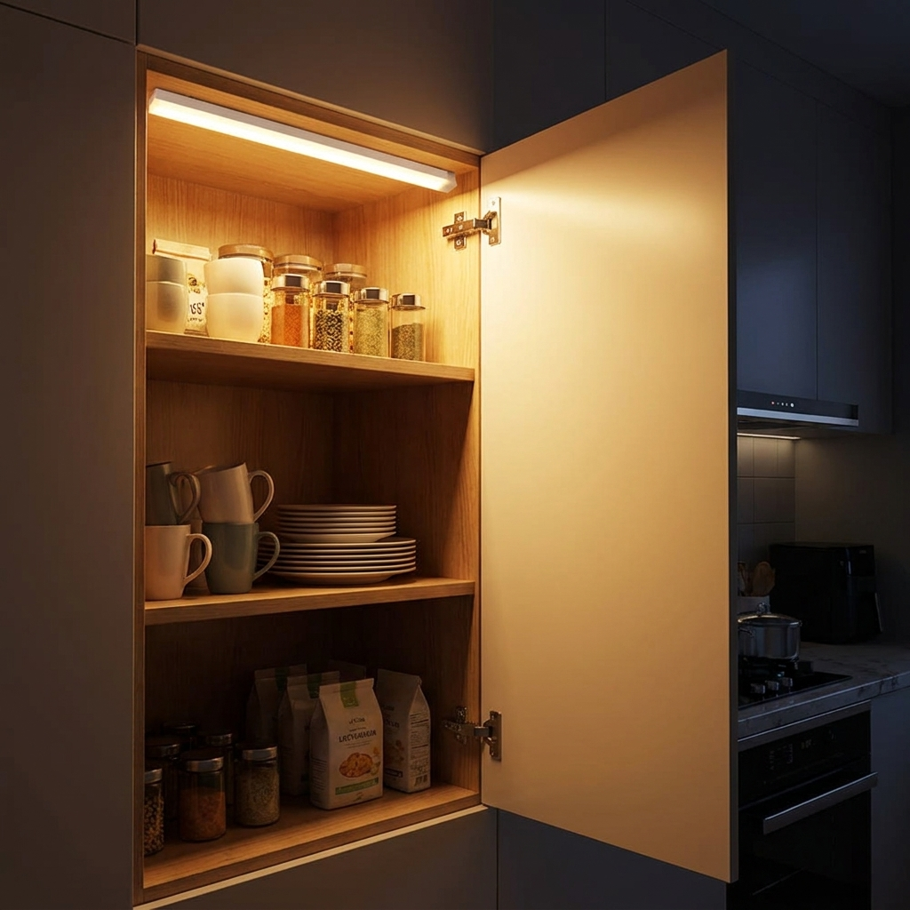 LED Motion Sensor Cabinet Light in use