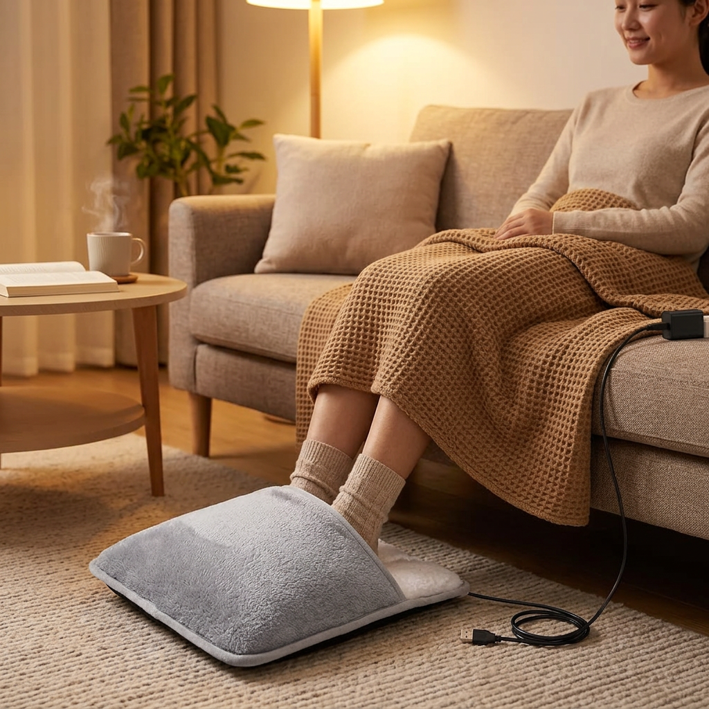 Electric Foot Warmer in use