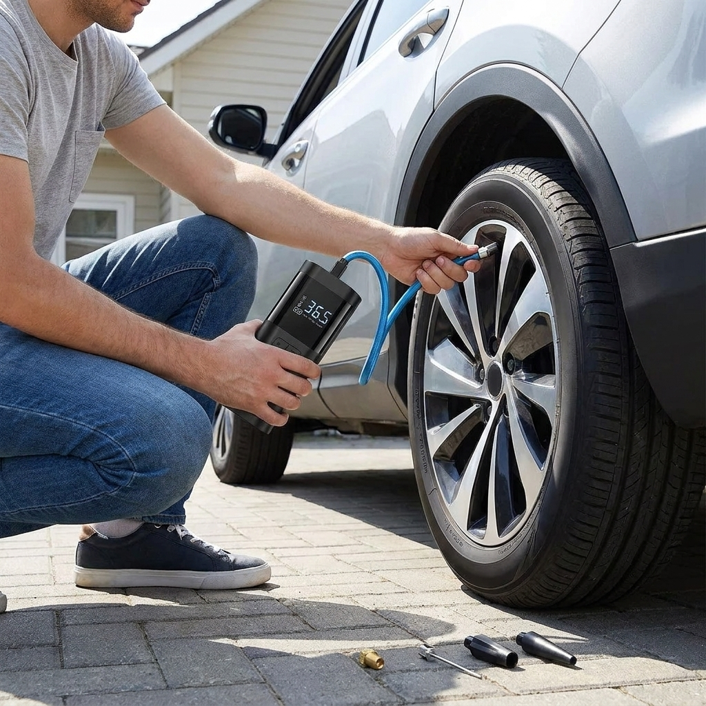 Portable Tire Inflator in use