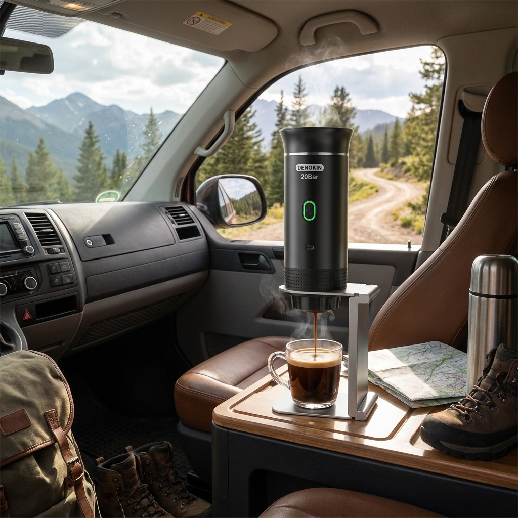 Portable Espresso Machine in use