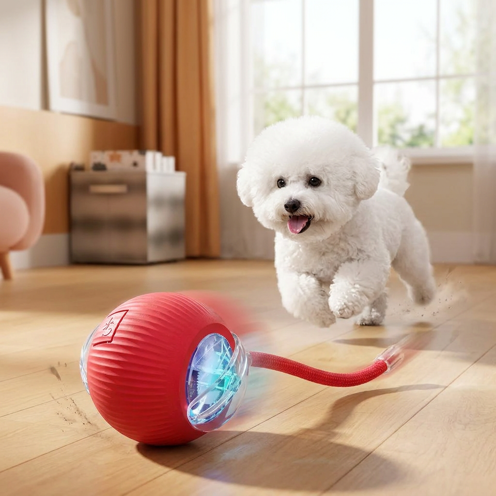 Automatic Rolling Dog Ball in use