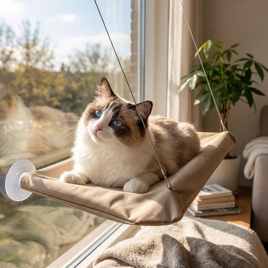 Hanging Cat Hammock in use