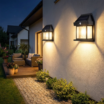 Solar Motion Sensor Wall Lights in use