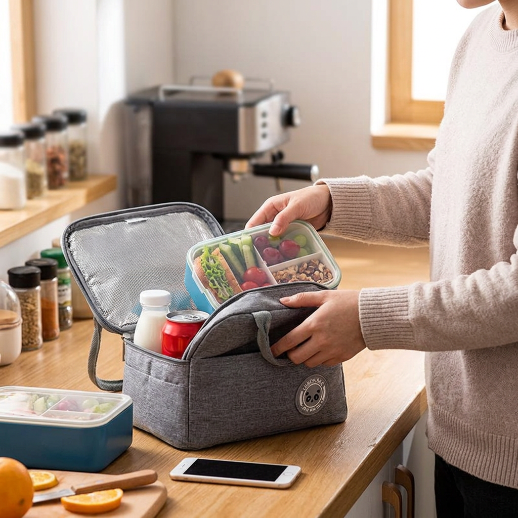 Insulated Lunch Bag in use