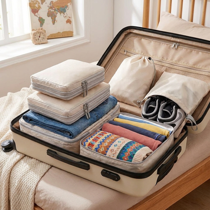 Compressible Packing Cubes in use