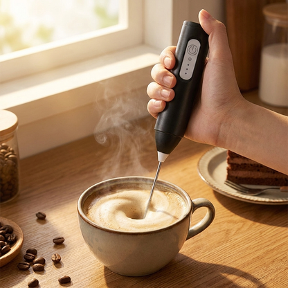 Electric Milk Frother in use