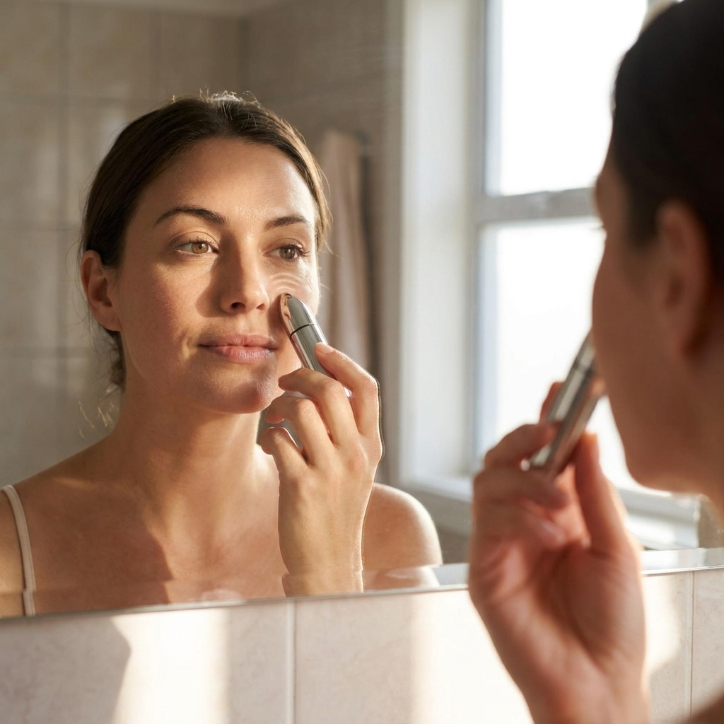Mini Facial Massager in use