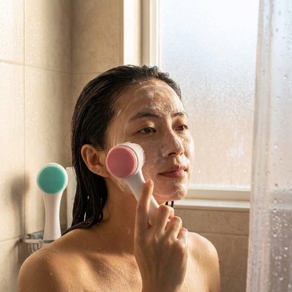 Silicone Facial Cleansing Brush in use
