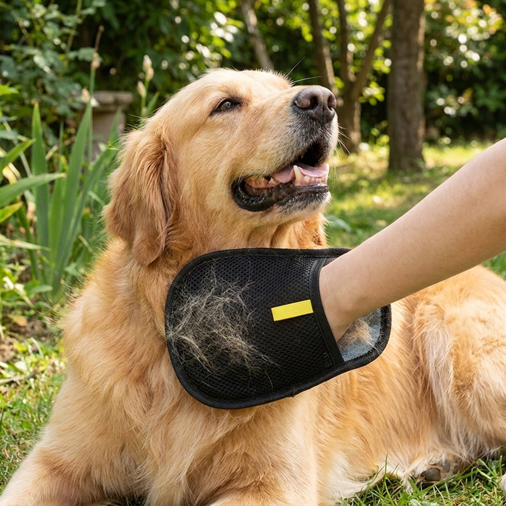 Pet Grooming Gloves in use