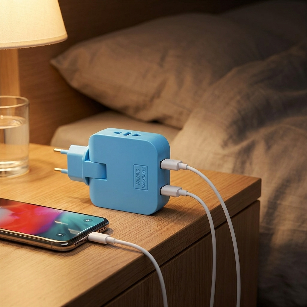 Travel Power Adapter in use