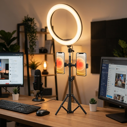Phone Tripod Stand - 110cm LED Ring Light & Selfie Kit