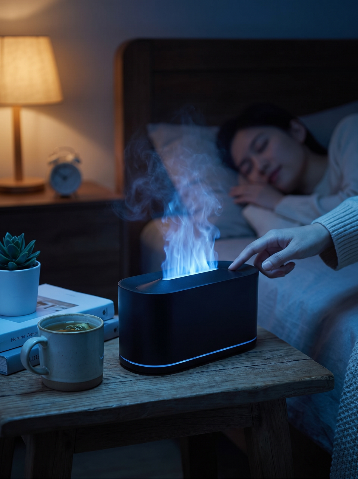 Flame Essential Oil Diffuser with LED Night Light - Quiet Enough to Sleep Through