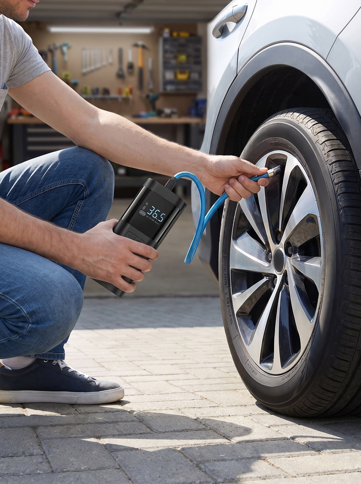 Portable Tire Inflator - 12V Cordless Air Compressor