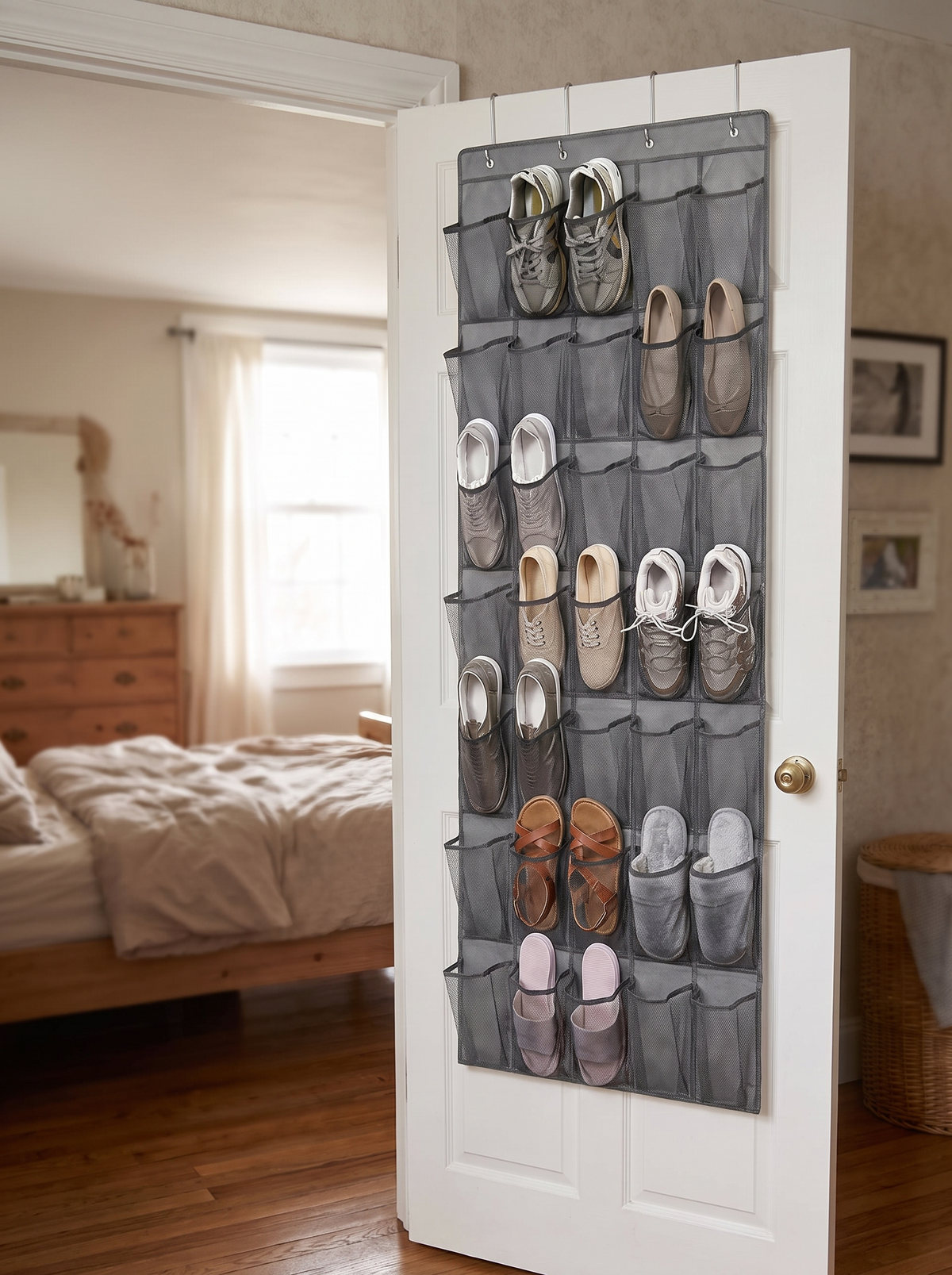 Over-Door Shoe Organizer - 35-Pocket Hanging Shoe Rack