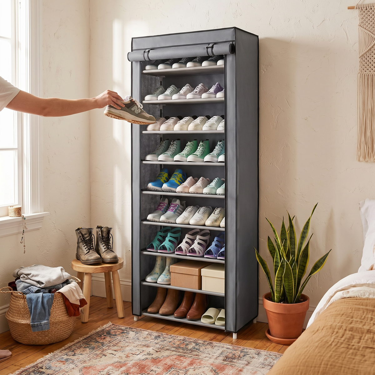 Non-Woven Fabric Shoe Rack - Multi-Tier Entryway Storage Organizer
