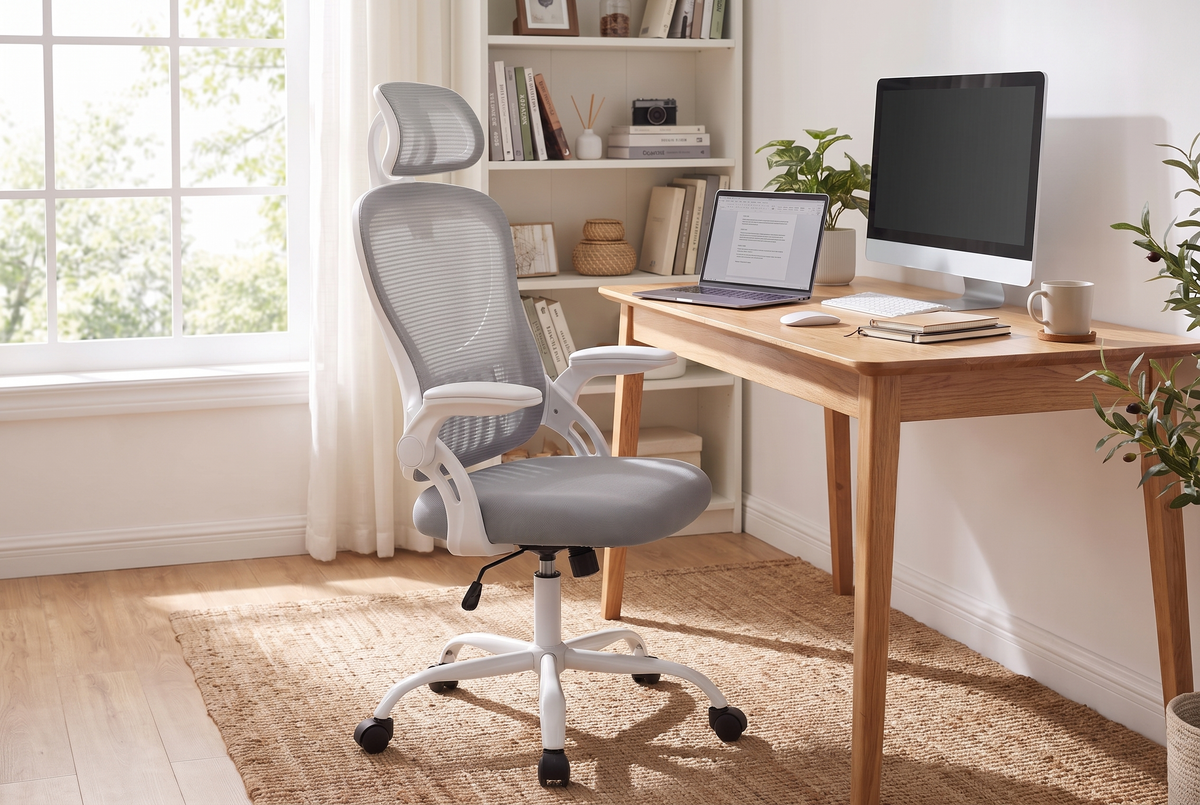 Mesh Ergonomic Office Chair Light Gray lifestyle 1