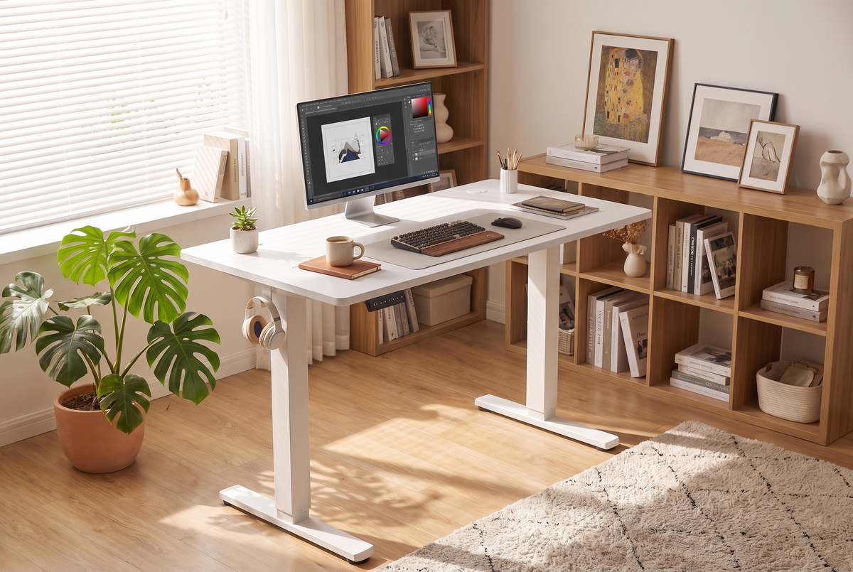 Electric Standing Desk White lifestyle 1