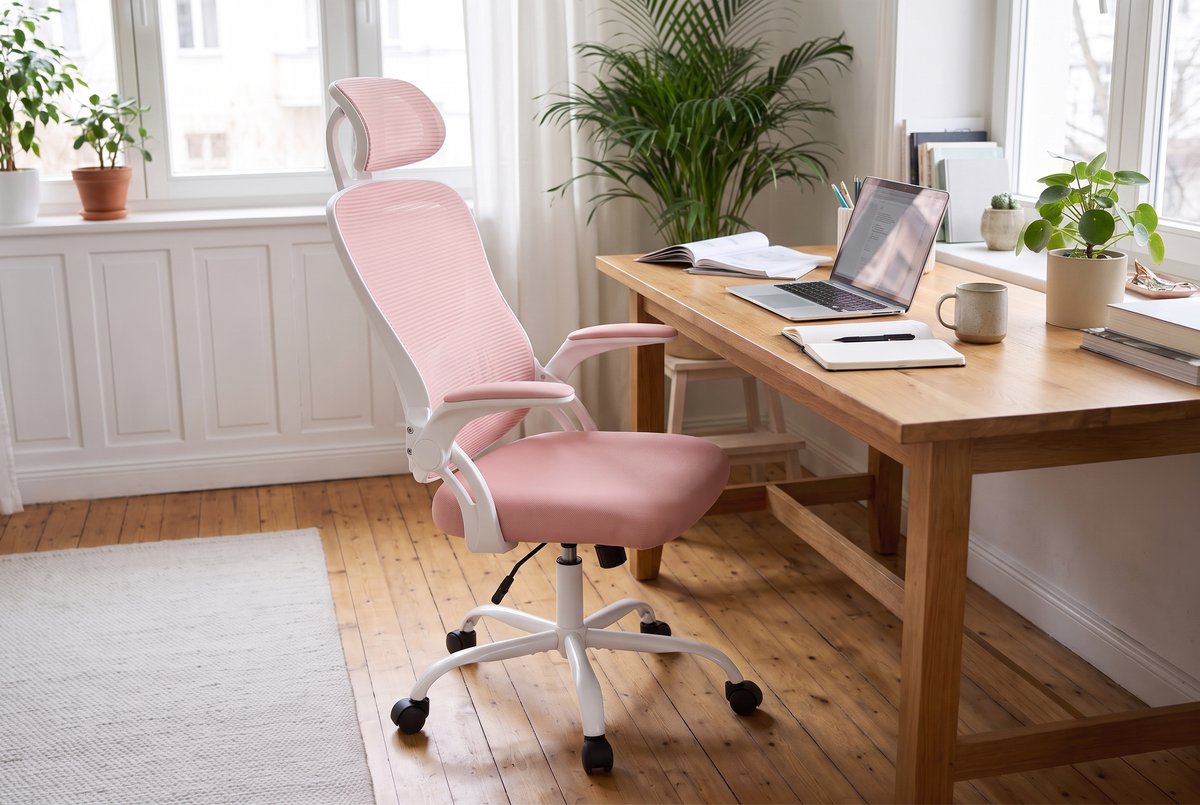 Mesh Ergonomic Office Chair Pink lifestyle 2