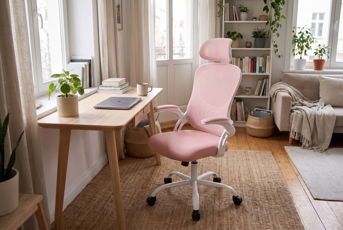 Mesh Ergonomic Office Chair Pink lifestyle 3