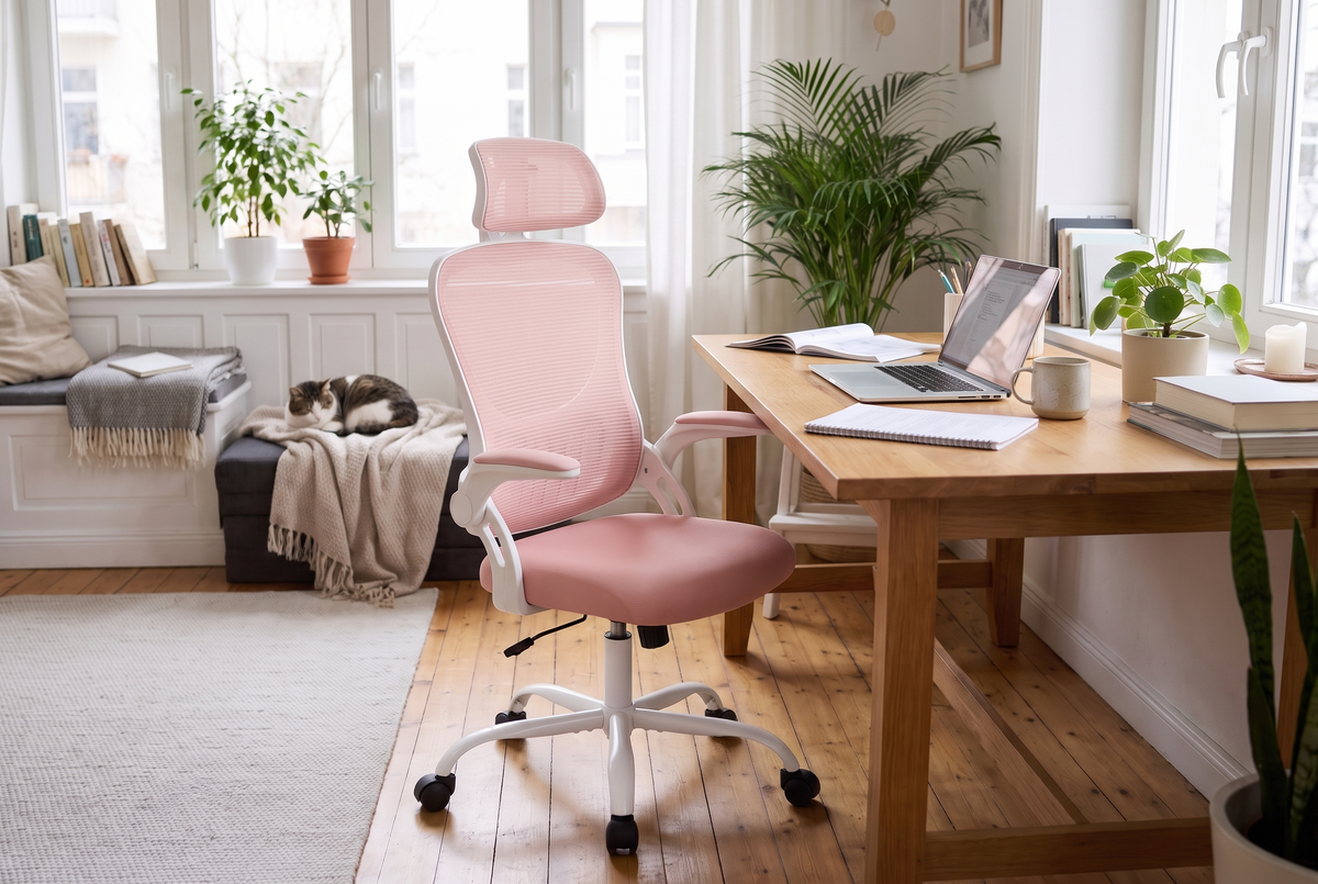 Mesh Ergonomic Office Chair Pink lifestyle 1
