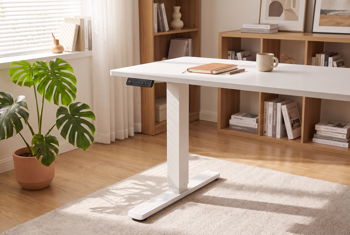 Electric Standing Desk White lifestyle 2