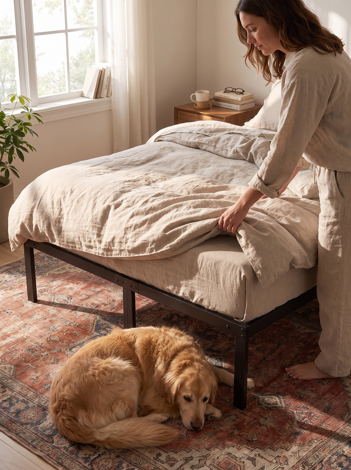 metal-platform-bed-frame-14in-steel-slat-base-king lifestyle 2