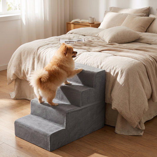 Dog Stairs for Bed - Non-Slip Foam Pet Steps (4 Layers) in use
