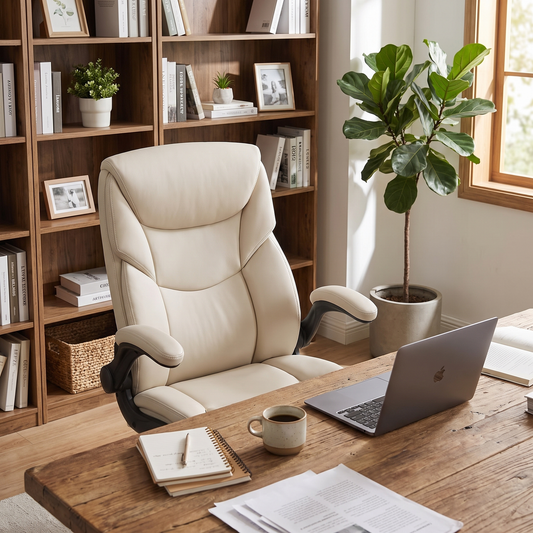 Executive Office Chair (Beige) in a home office