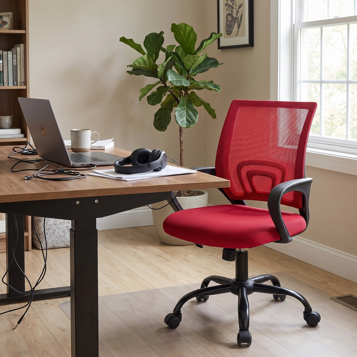 Ergonomic Office Chair (Red) in a home office