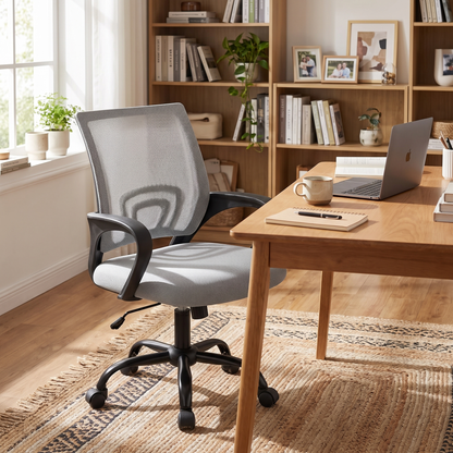 Ergonomic Office Chair (Light Gray) in a home office