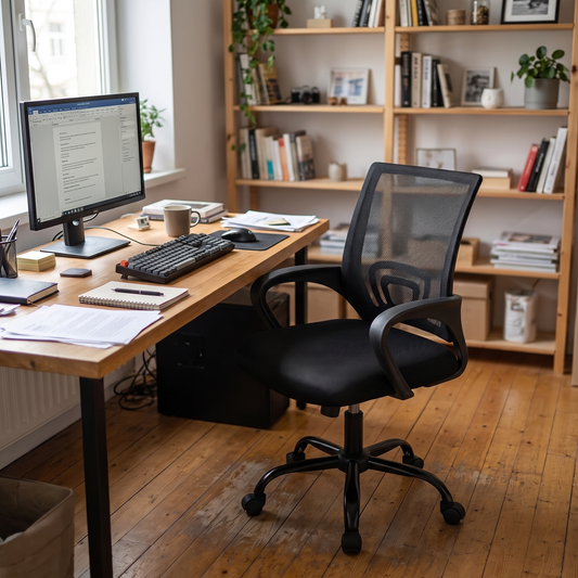 Ergonomic Office Chair (Black) in a home office