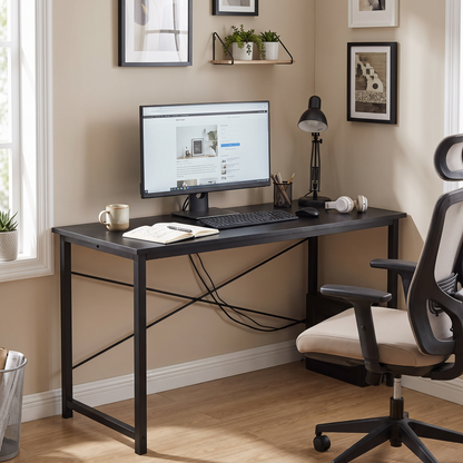 Computer Desk (55in Black) in a home office