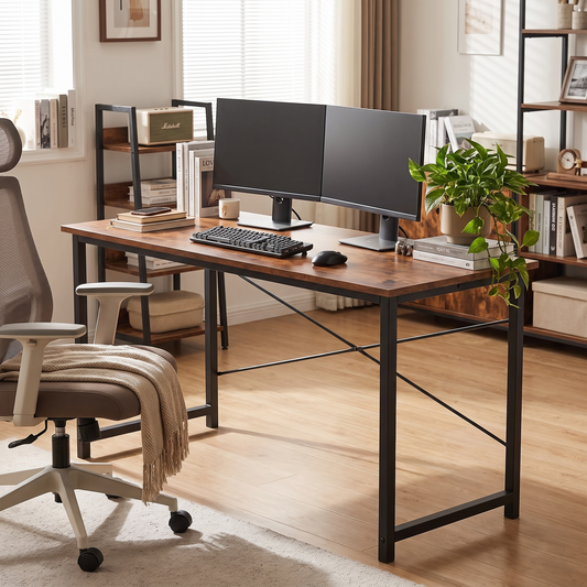 Computer Desk (55in Rust) in a home office