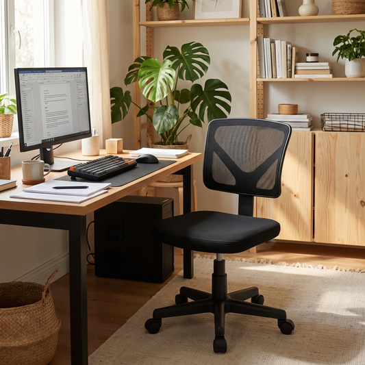 Armless Office Chair (Black) in a home office