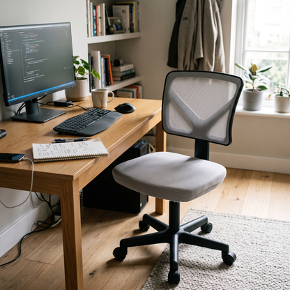 Armless Office Chair (Gray) in a home office