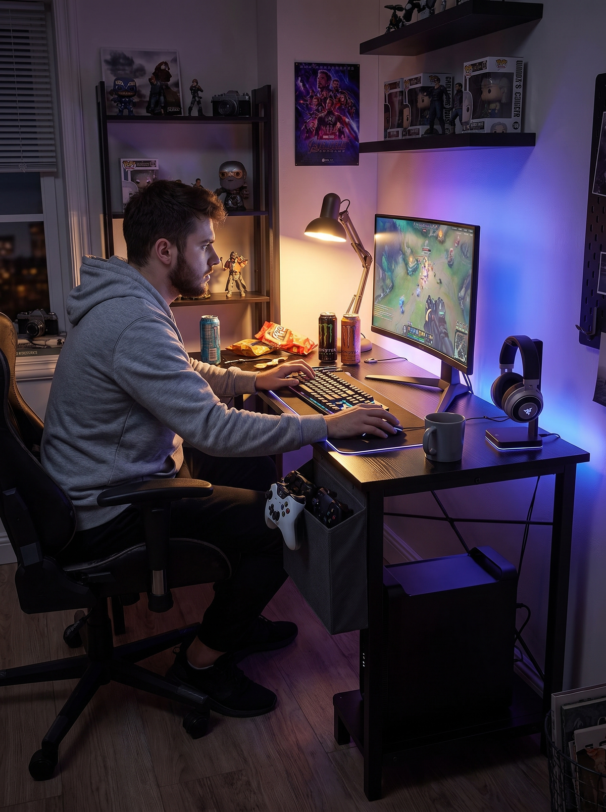 L Shaped Gaming Desk Black lifestyle 3