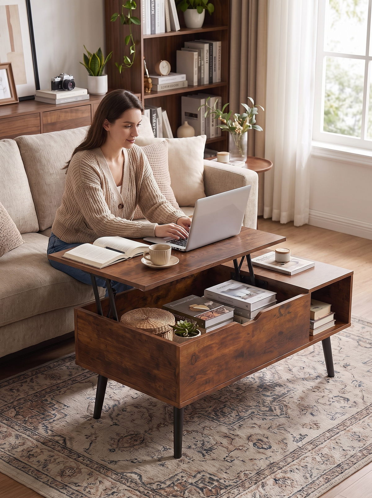 Lift Top Coffee Table Chocolate lifestyle 1