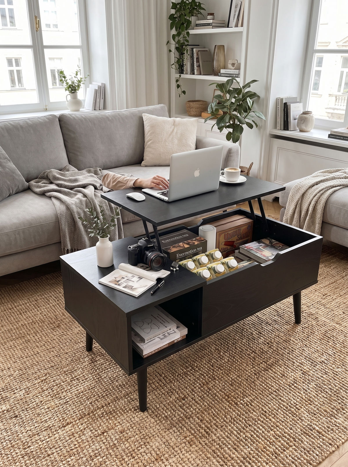 Lift Top Coffee Table Black lifestyle 1