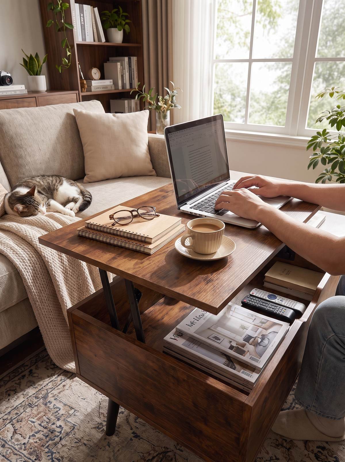 Lift Top Coffee Table Chocolate lifestyle 3