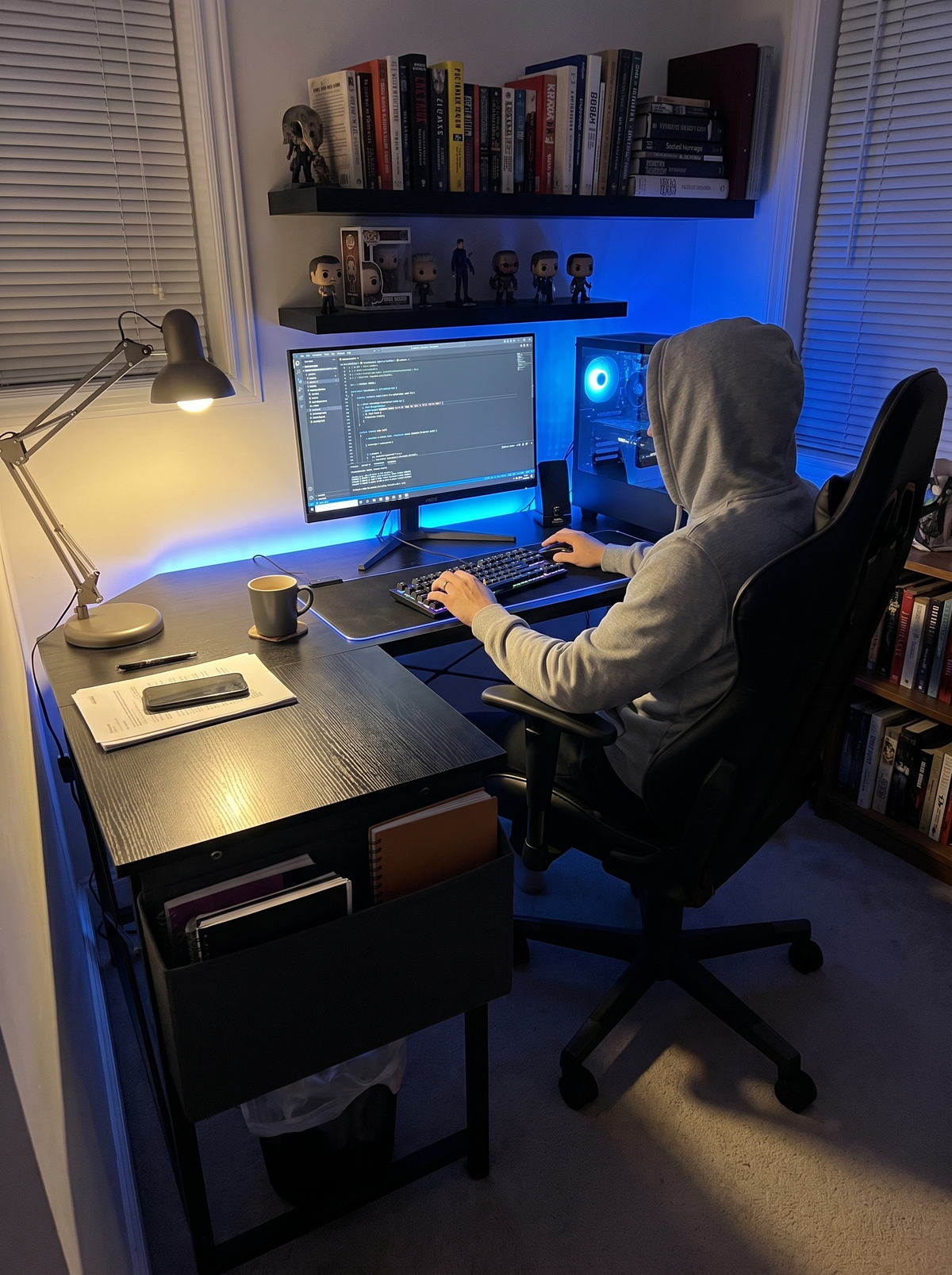 L Shaped Gaming Desk Black lifestyle 1