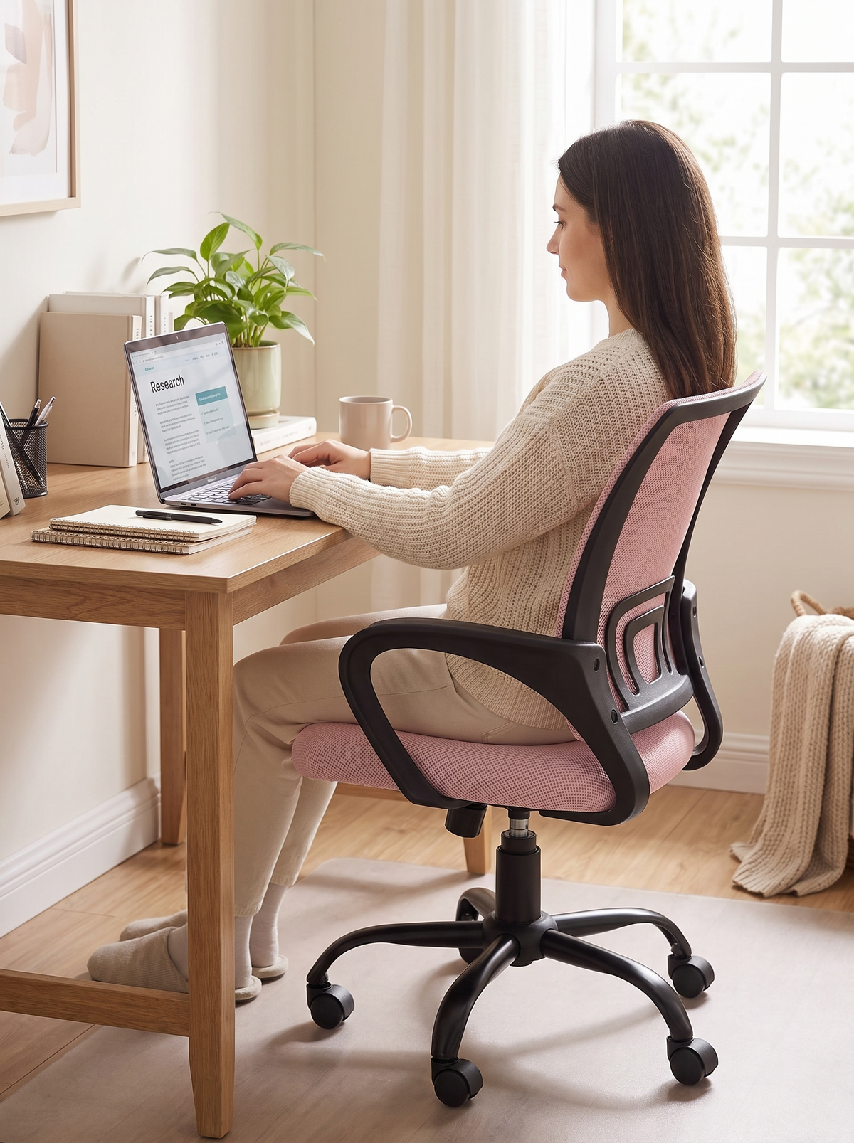 Ergonomic Office Chair Pink lifestyle 1