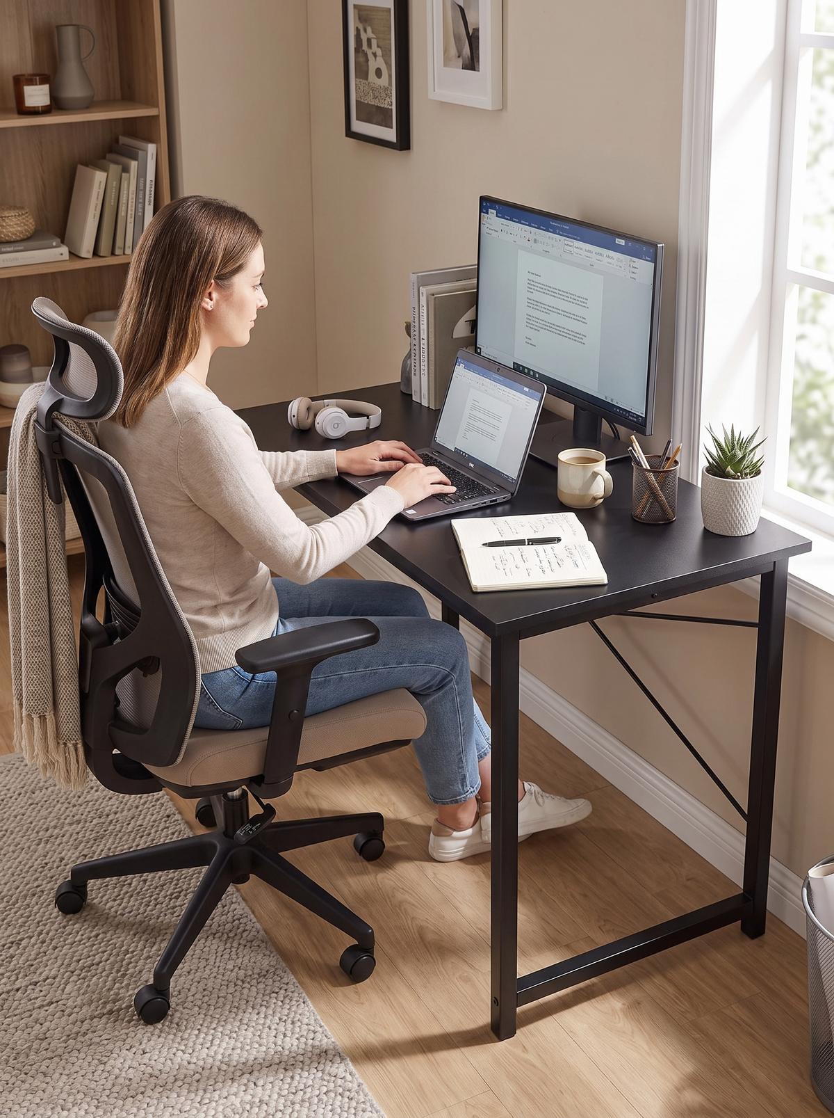 Computer Desk 55in Black lifestyle 1