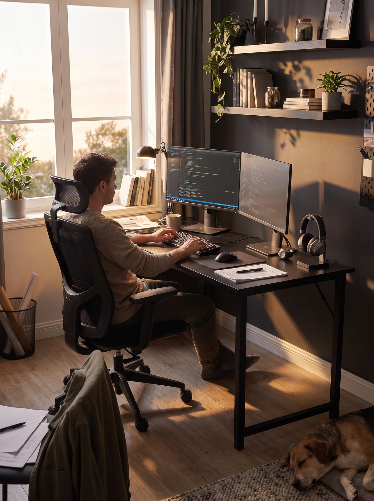 Computer Desk 63in Black lifestyle 2