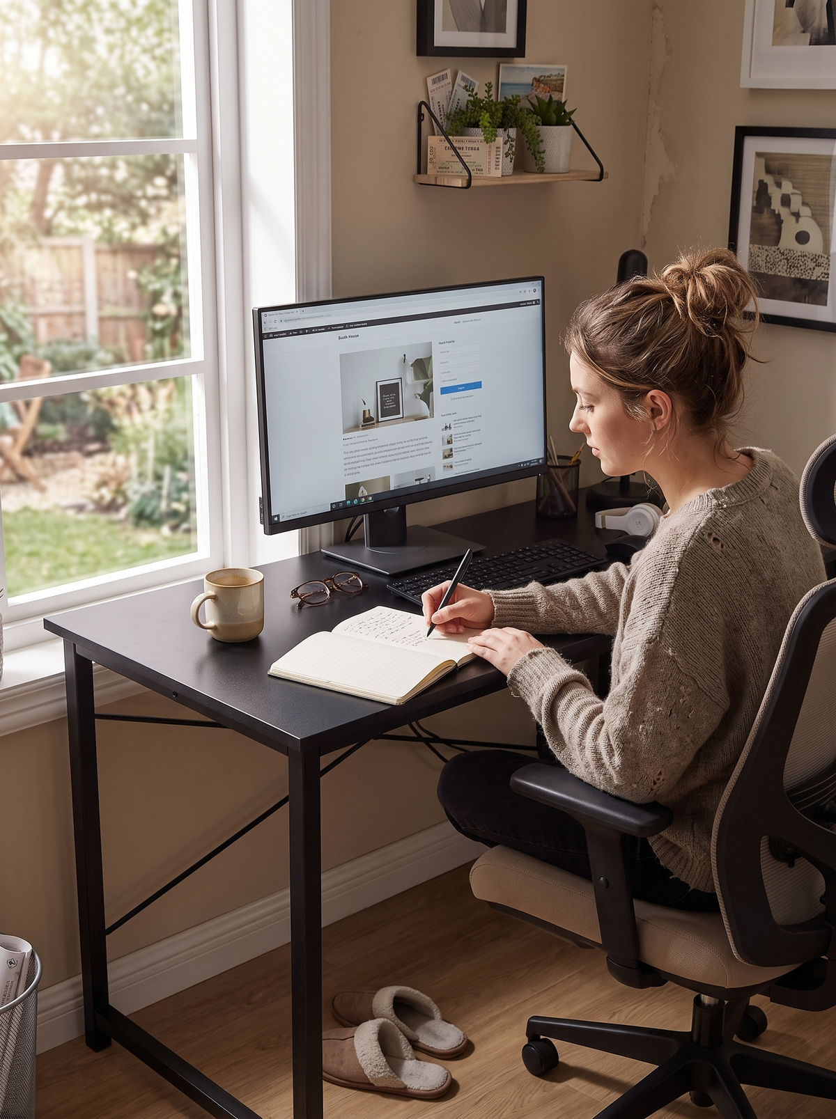 Computer Desk 55in Black lifestyle 2