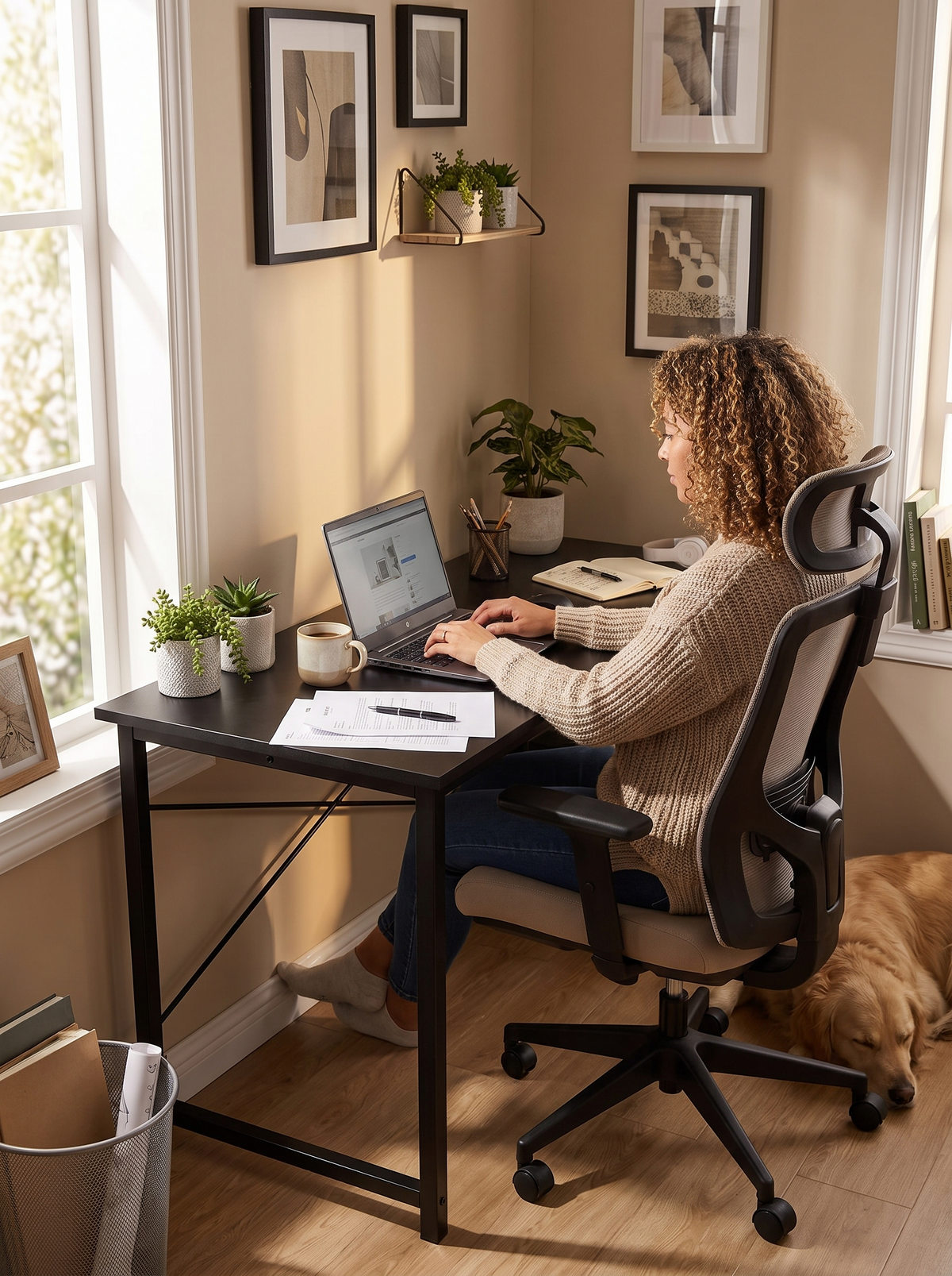 Computer Desk 55in Black lifestyle 3